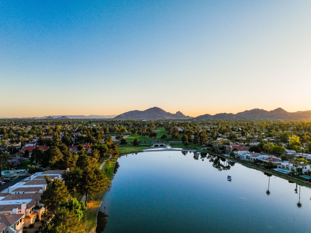 Lake Sunset in Spring in Scottsdale Arizona
