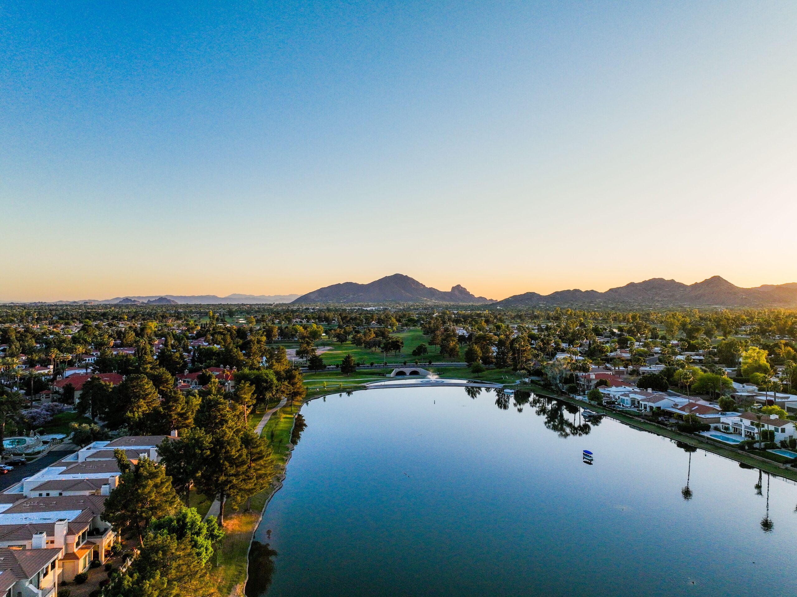 Lake Sunset in Spring in Scottsdale Arizona