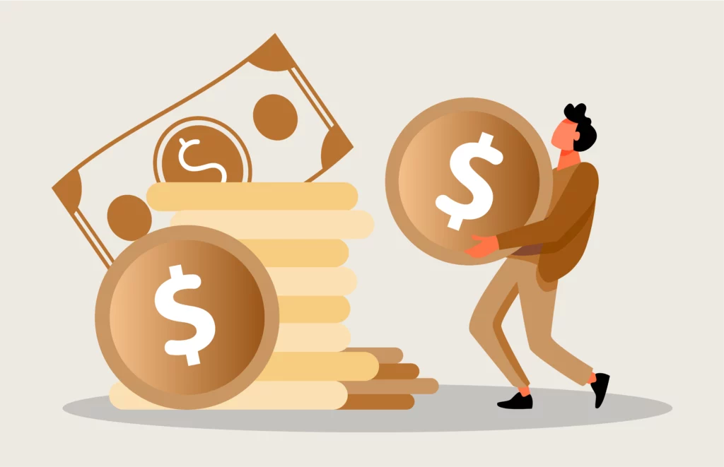 Graphic of man giving money.