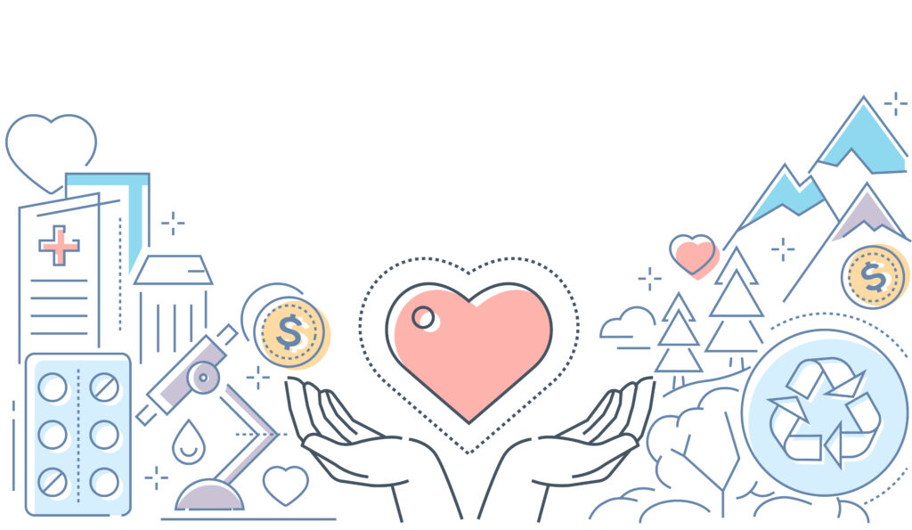 Graphic depicting charity donations.